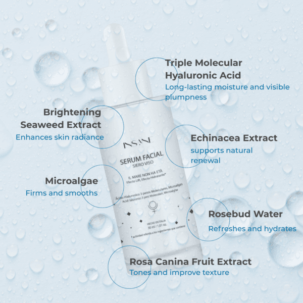Triple Action Hyaluronic Acid Facial Serum with Seaweed, Microalgae, and Rose