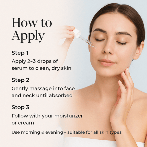 Daily Skincare Routine – Applying Hyaluronic Acid Serum to Face and Neck
