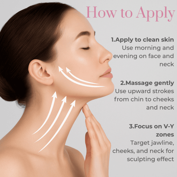 Application technique for neck and face lifting cream